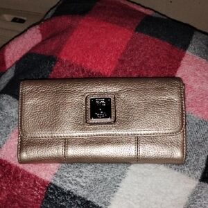 Tignanello Rose Gold Pebbled Leather Wallet